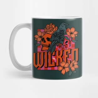 Wicked - crow, skull, animals, birds, pink, punk, green, orange, aesthetics, floral, flowers Mug